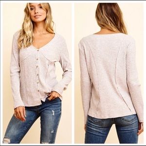 Ribbed button top - Time After Time.  NWT light dusty rose color